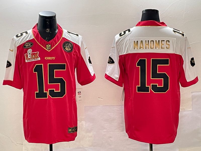 Men Kansas City Chiefs 15 Mahomes Red Thanksgiving three generations 2025 Nike Vapor Limited NFL Jersey style 1